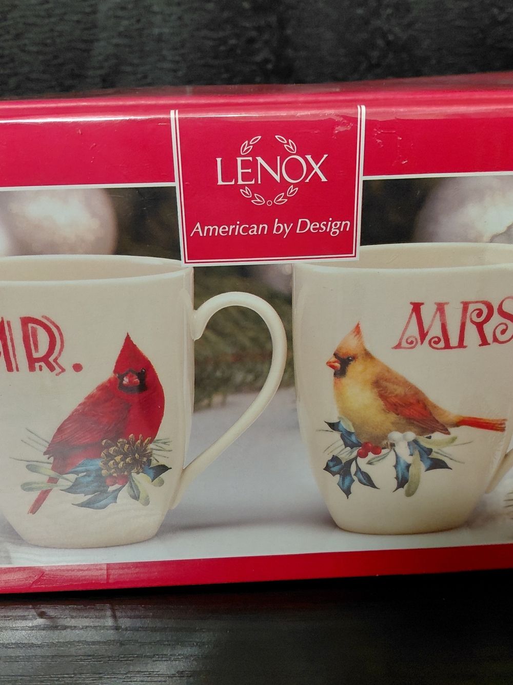 Lenox Cardinal Mr. & Mrs. Mugs in Red and Cream